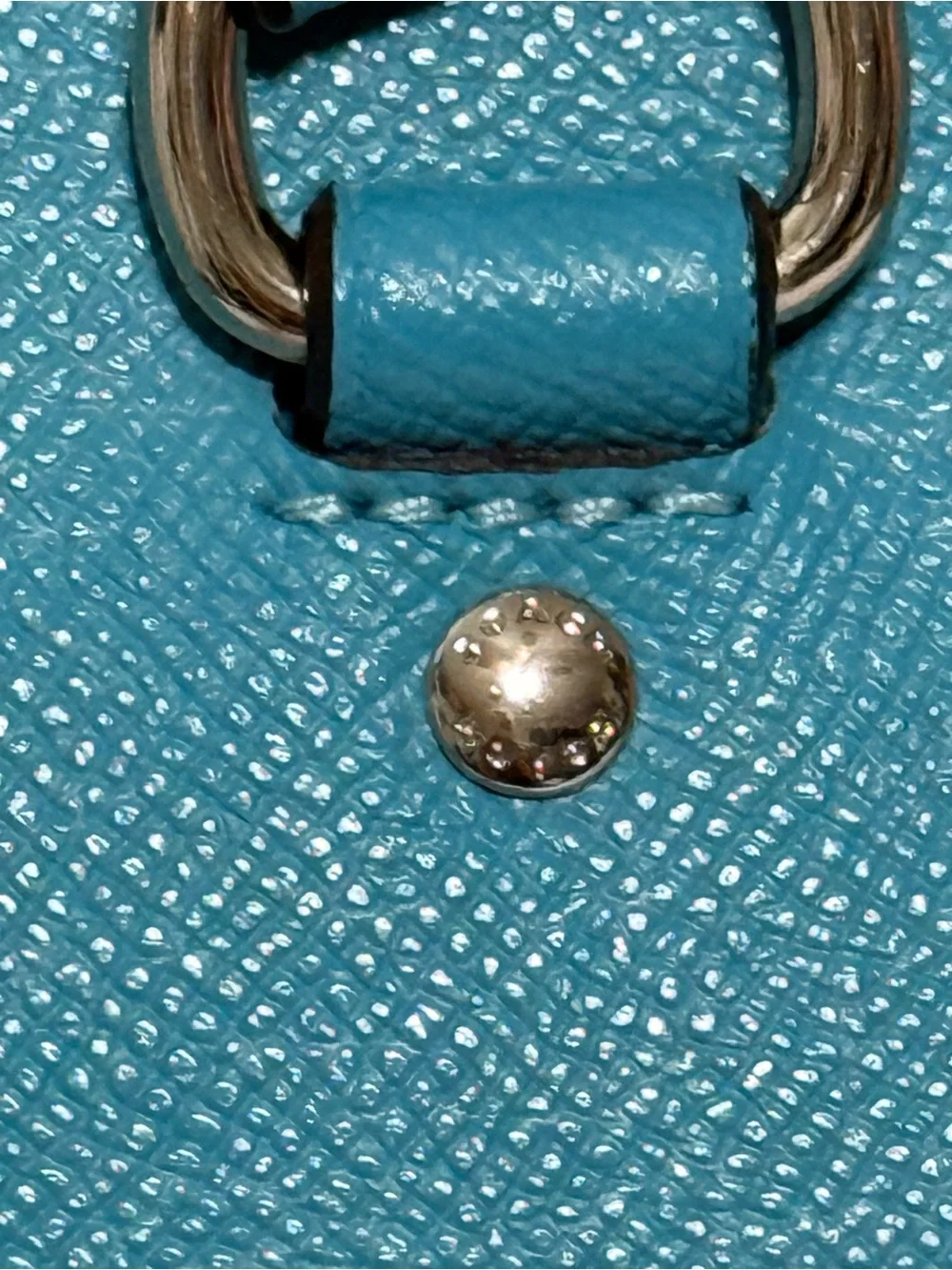 Coach Turquoise Leather Tote with Silver Hardware
